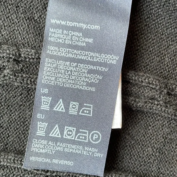 Tommy Hilfiger black logo cardigan zip up cable knit stretchy - Picture 9 of 10